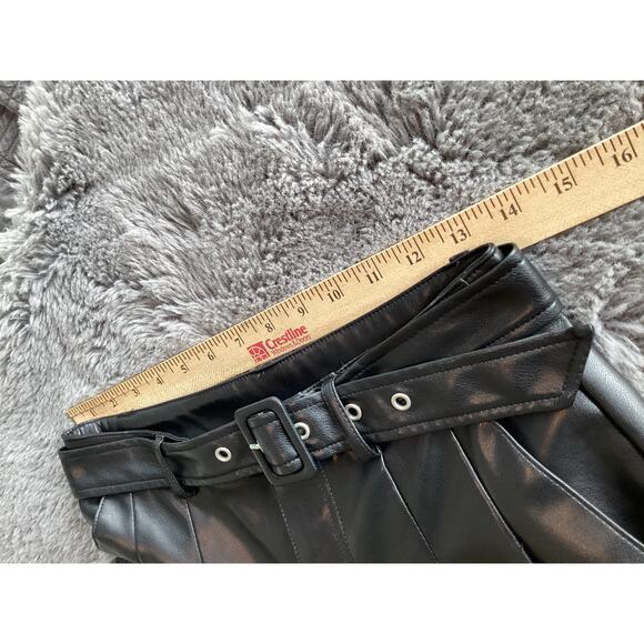 NWT 7 for All Mankind Women's Faux Leather Pleated Wide Leg Pants Black Small - Picture 10 of 12